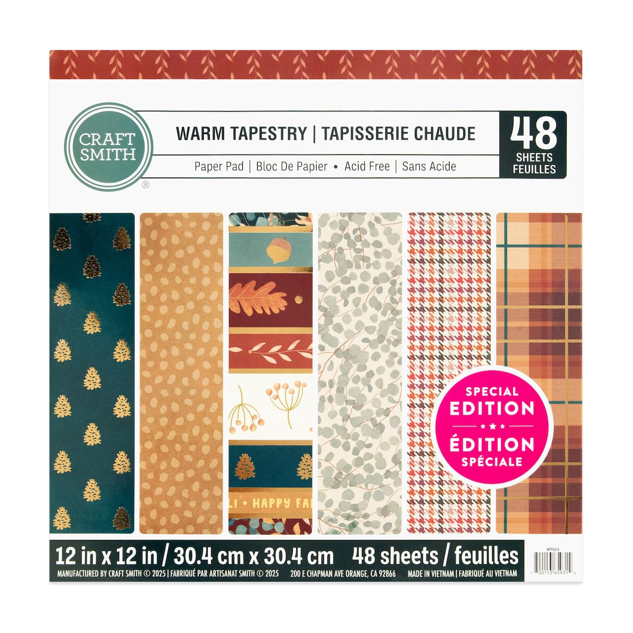 Craft Smith 12" x 12" Warm Tapestry Paper Pad